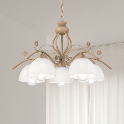 Brilagi - Kroonluchter aan ketting ANTICO MODERN 5xE27/60W/230V beige