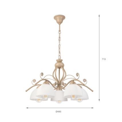 Brilagi - Kroonluchter aan ketting ANTICO MODERN 5xE27/60W/230V beige