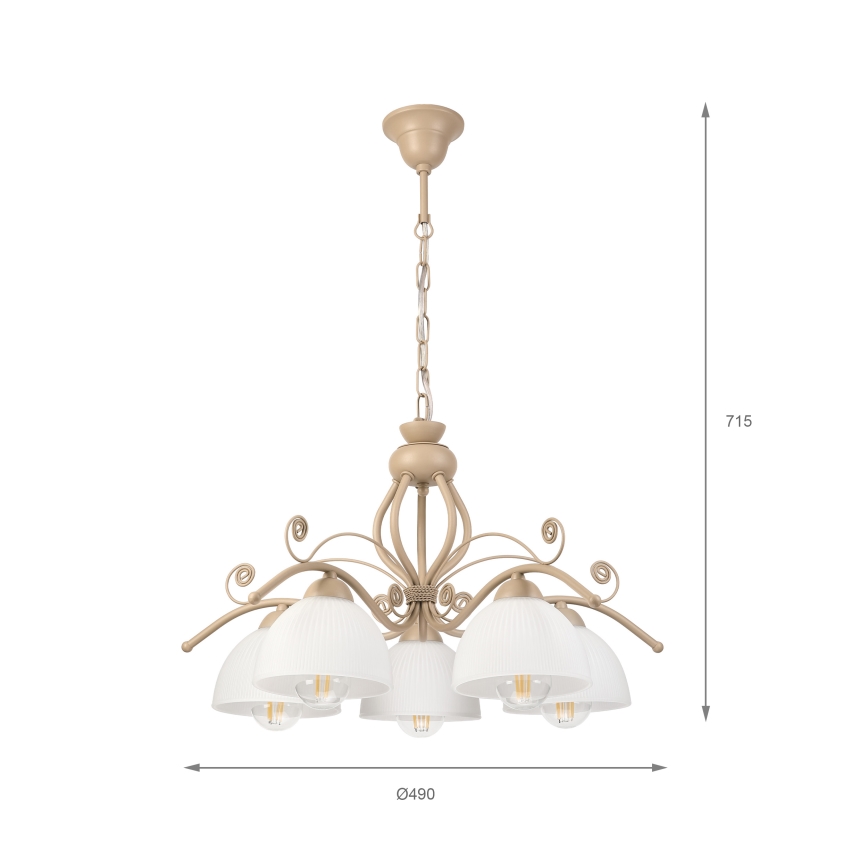 Brilagi - Kroonluchter aan ketting ANTICO MODERN 5xE27/60W/230V beige
