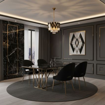 Brilagi - Kroonluchter aan ketting CRISTAL 5xE14/40W/230V Ø 38 cm goud/zwart