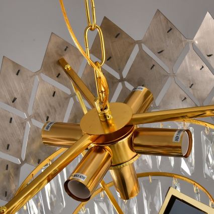 Brilagi - Kroonluchter aan ketting CRISTAL 5xE14/40W/230V Ø 38 cm goud/zwart