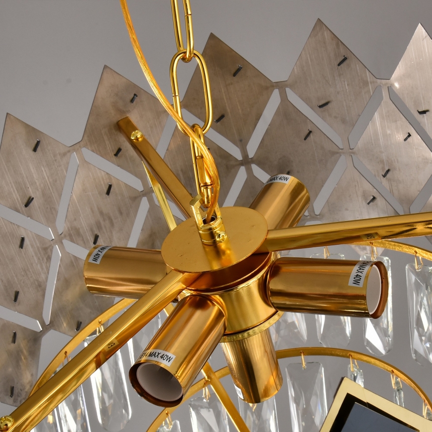 Brilagi - Kroonluchter aan ketting CRISTAL 5xE14/40W/230V Ø 38 cm goud/zwart