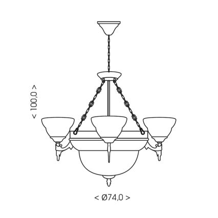 Brilagi - Kroonluchter aan ketting DAHLIA 6xE27/40W/230V, diameter 74 cm, messing