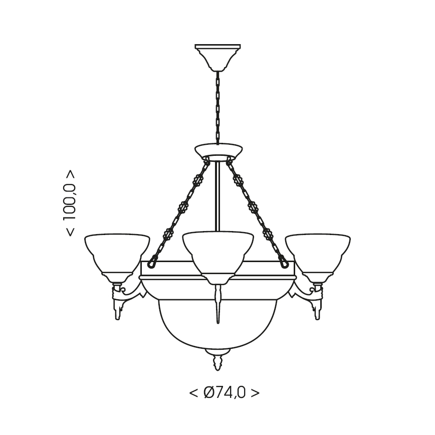 Brilagi - Kroonluchter aan ketting DAHLIA 6xE27/40W/230V, diameter 74 cm, messing