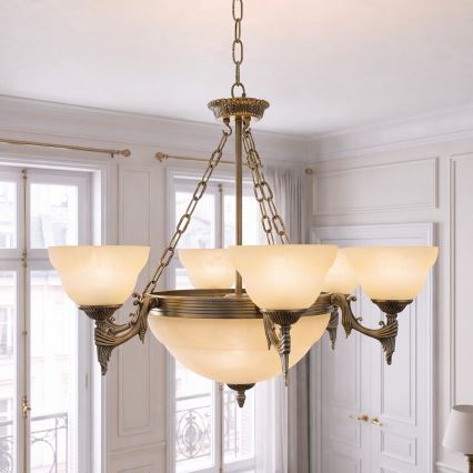 BRILAGI - Kroonluchter aan ketting DAHLIA 9xE27/40W/230V Ø 74 cm messing