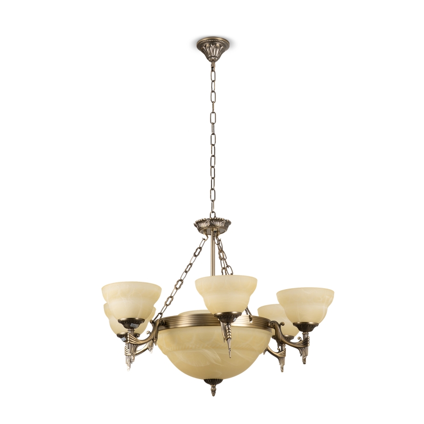 BRILAGI - Kroonluchter aan ketting DAHLIA 9xE27/40W/230V Ø 74 cm messing