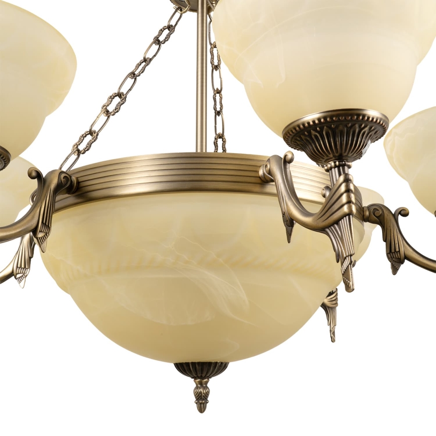 BRILAGI - Kroonluchter aan ketting DAHLIA 9xE27/40W/230V Ø 74 cm messing