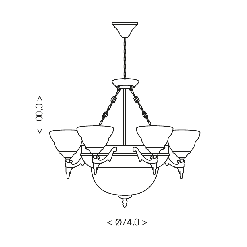 Brilagi - Kroonluchter aan ketting DAHLIA 9xE27/40W/230V Ø 74 cm messing