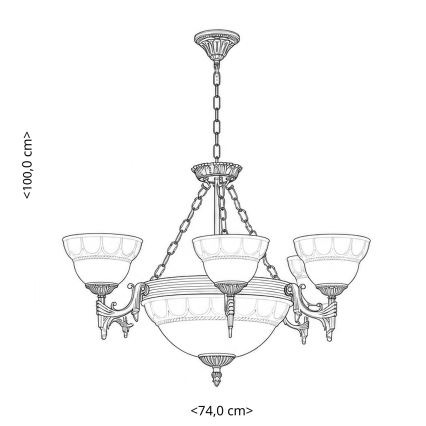 BRILAGI - Kroonluchter aan ketting DAHLIA 9xE27/40W/230V Ø 74 cm messing
