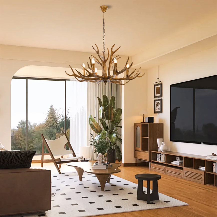 Brilagi - Kroonluchter aan ketting DEER 6xE14/10W/230V Ø 102 cm, met gewei