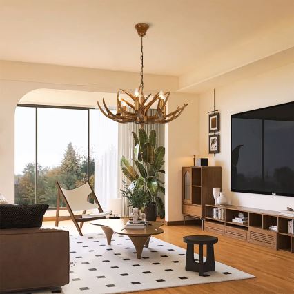 Brilagi - Kroonluchter aan ketting DEER 6xE14/10W/230V Ø 70 cm, geweien