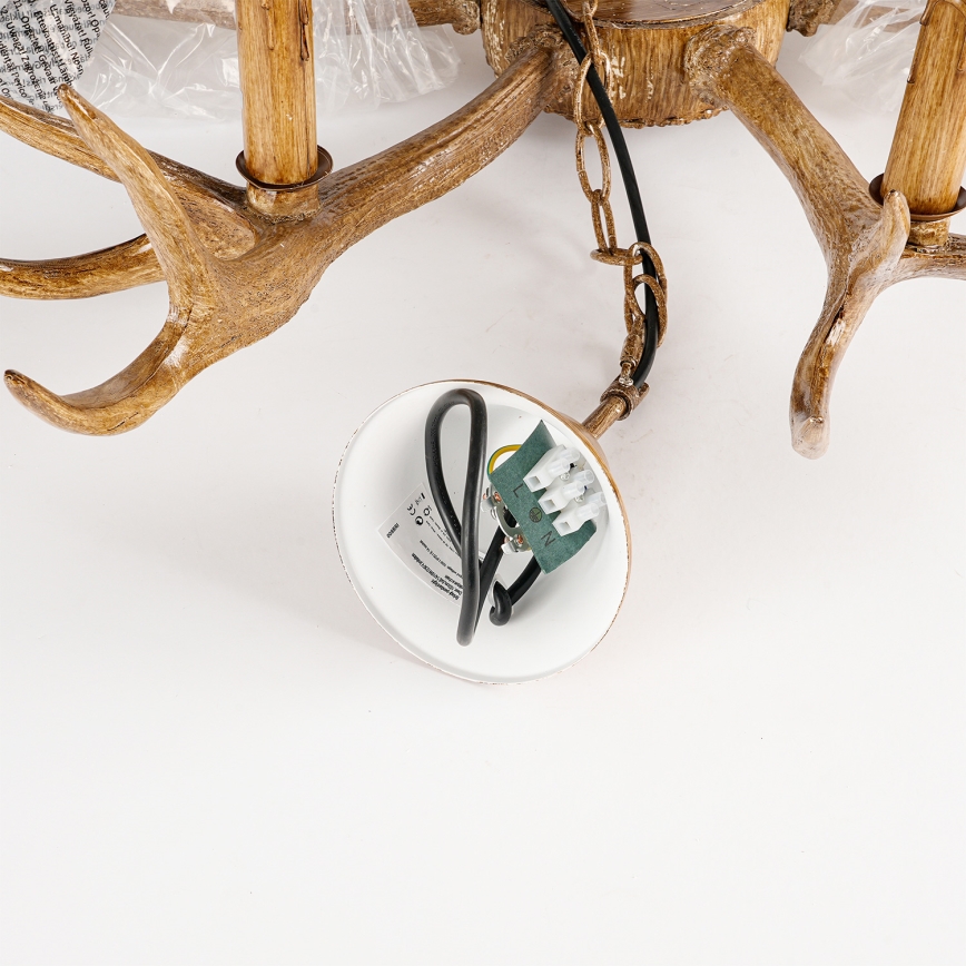 Brilagi - Kroonluchter aan ketting DEER 6xE14/10W/230V Ø 80 cm met geweien