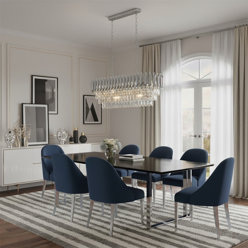 Brilagi - Kroonluchter aan ketting ECLIPSE 10xE14/10W/230V 78x28 cm zilverkleurig