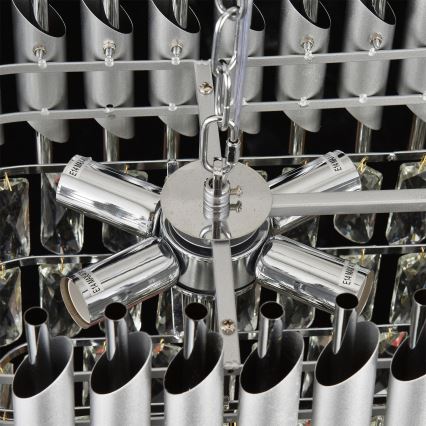 Brilagi - Kroonluchter aan ketting ECLIPSE 10xE14/10W/230V 78x28 cm zilverkleurig