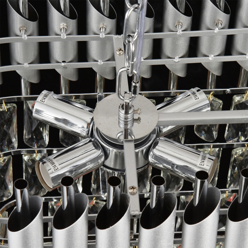 Brilagi - Kroonluchter aan ketting ECLIPSE 10xE14/10W/230V 78x28 cm zilverkleurig