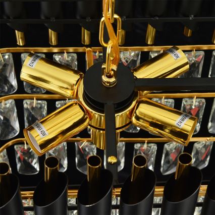 Brilagi - Kroonluchter aan ketting ECLIPSE 10xE14/10W/230V 78x28 cm zwart/goud