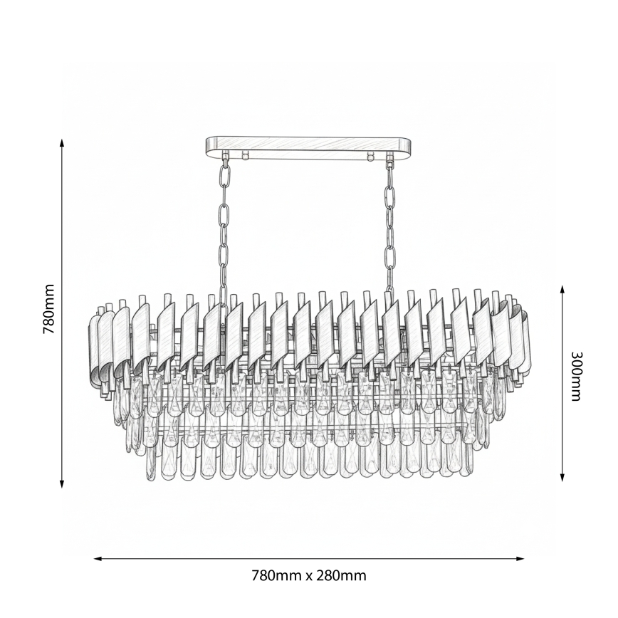 Brilagi - Kroonluchter aan ketting ECLIPSE 10xE14/10W/230V 78x28 cm zwart/goud