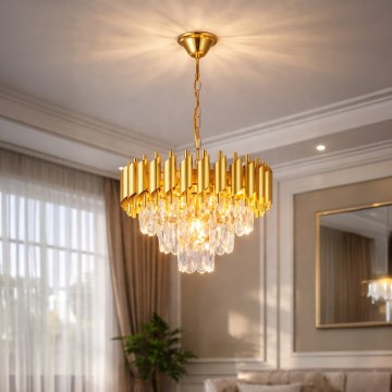 Brilagi - Kroonluchter aan ketting ECLIPSE 5xE14/10W/230V Ø 38 cm goud