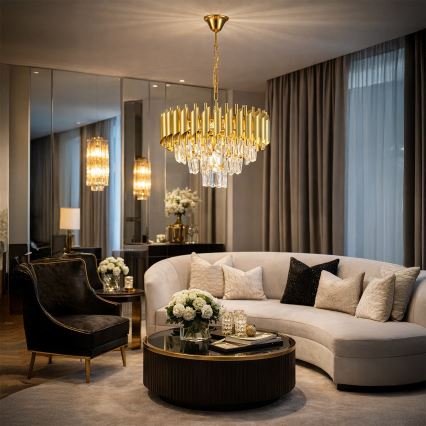 Brilagi - Kroonluchter aan ketting ECLIPSE 5xE14/10W/230V Ø 38 cm goud