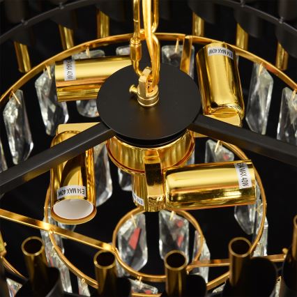 Brilagi - Kroonluchter aan ketting ECLIPSE 5xE14/10W/230V Ø 38 cm zwart/goud