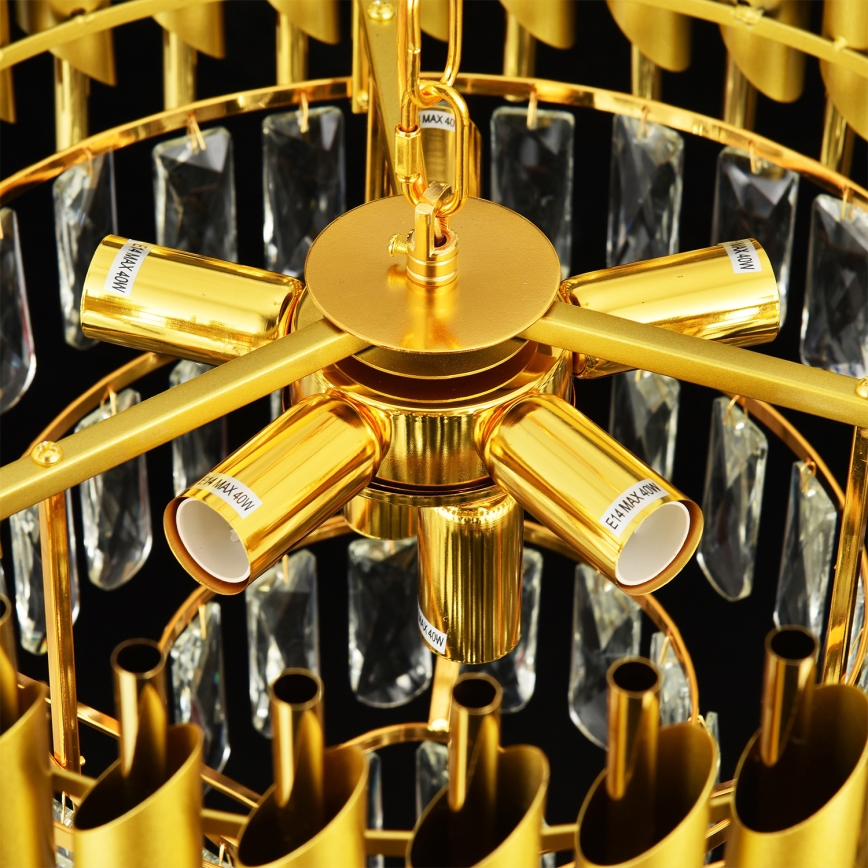 Brilagi - Kroonluchter aan ketting ECLIPSE 7xE14/10W/230V diam. 48 cm goudkleurig