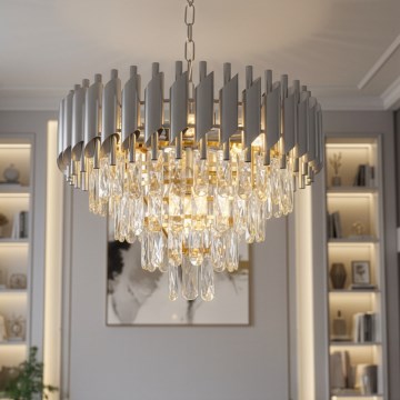 Brilagi - Kroonluchter aan ketting ECLIPSE 7xE14/10W/230V Ø 48 cm zilver