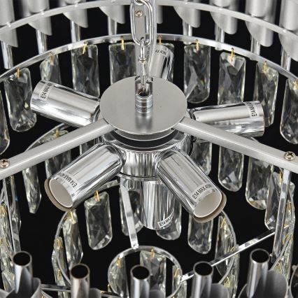 Brilagi - Kroonluchter aan ketting ECLIPSE 7xE14/10W/230V Ø 48 cm zilver