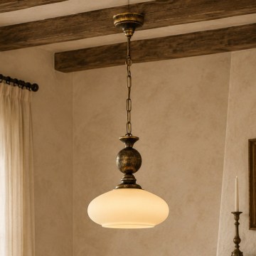 Brilagi - Kroonluchter aan ketting MOLLERO 1xE27/15W/230V Ø 24 cm brons/patina