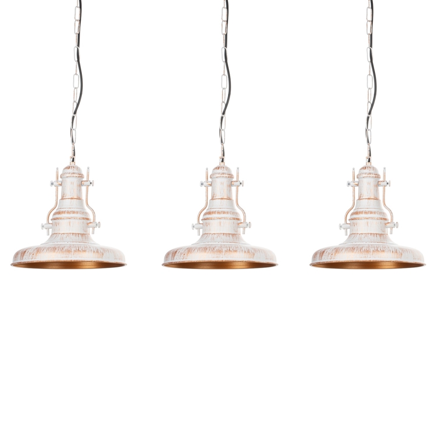 Brilagi - Kroonluchter aan ketting PYRONIC 3xE27/40W/230V crème/patina