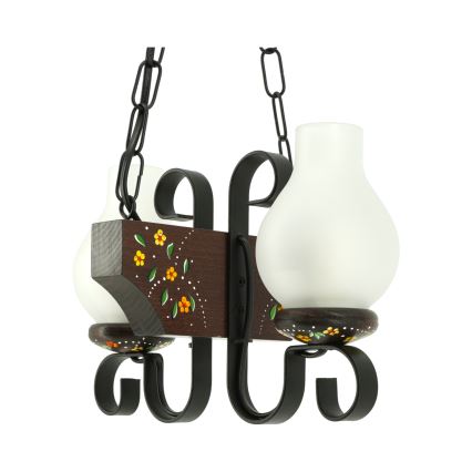 Brilagi - Kroonluchter aan ketting QUEEN 2xE14/40W/230V beuk/wenge