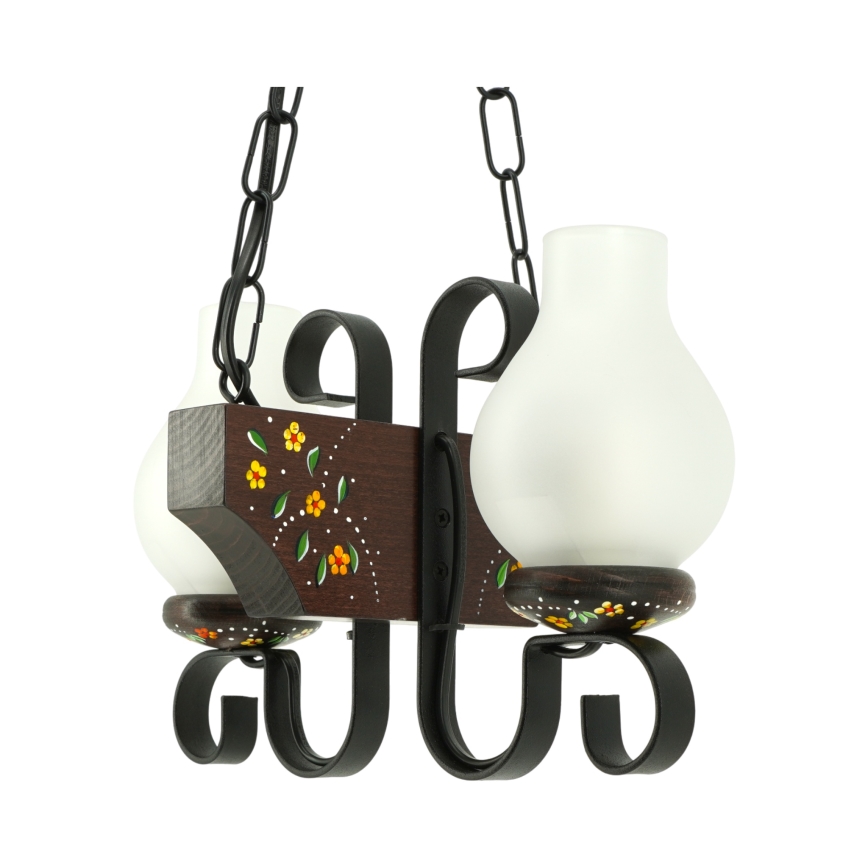 Brilagi - Kroonluchter aan ketting QUEEN 2xE14/40W/230V beuk/wenge