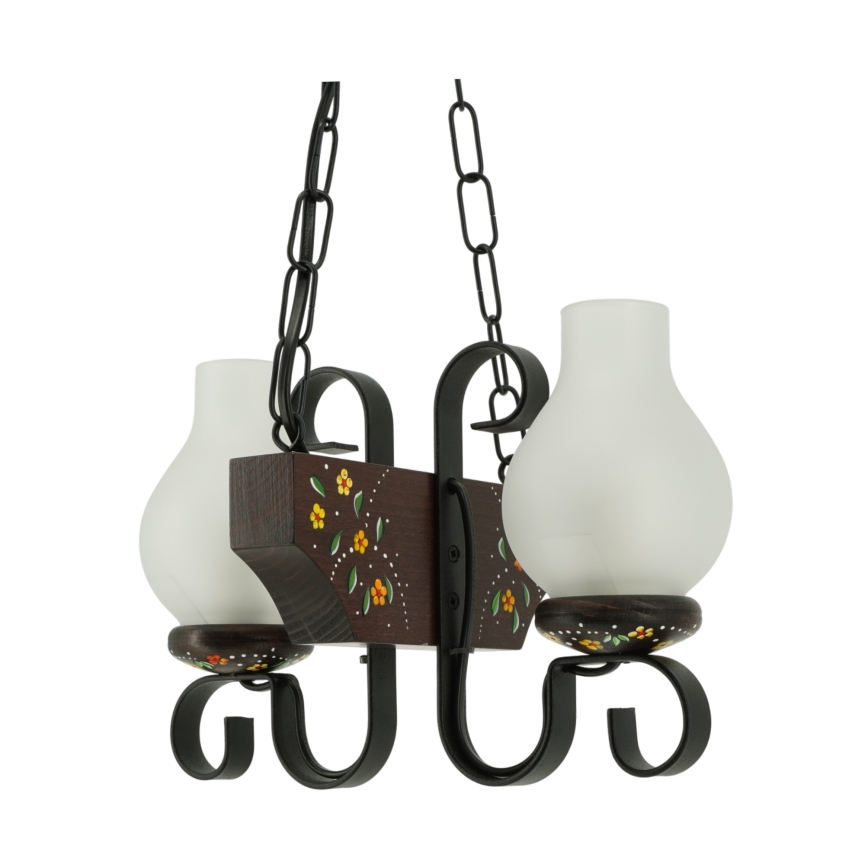 Brilagi - Kroonluchter aan ketting QUEEN 2xE14/40W/230V beuk/wenge