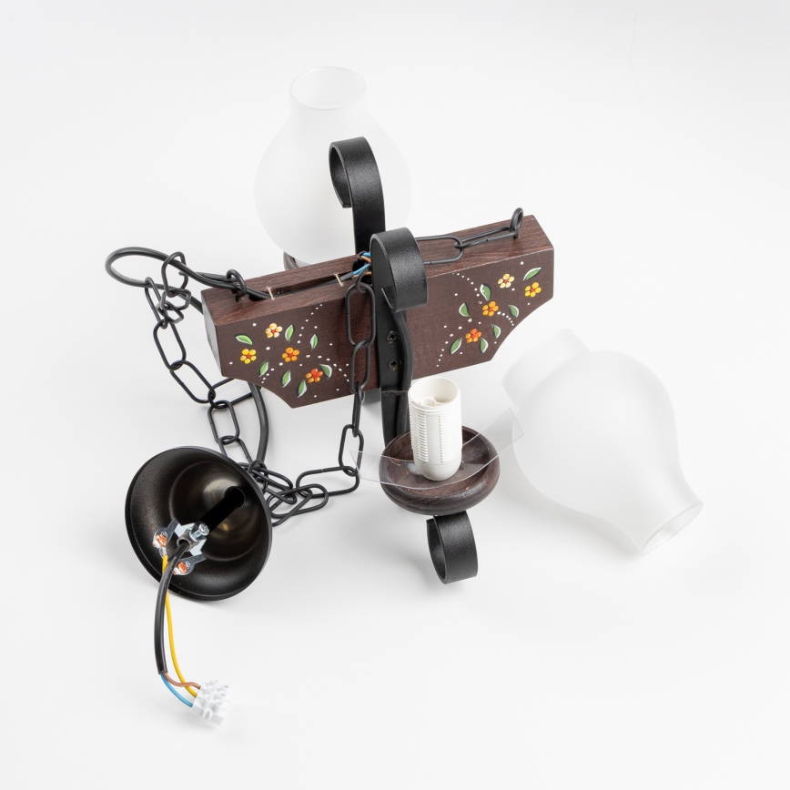 Brilagi - Kroonluchter aan ketting QUEEN 2xE14/40W/230V beuk/wenge