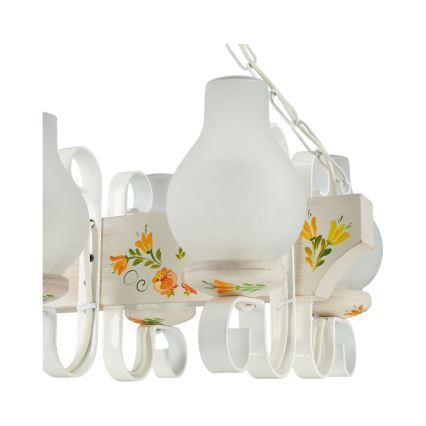 Brilagi - Kroonluchter aan ketting QUEEN 3xE14/40W/230V beuk/crème