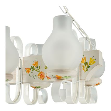 Brilagi - Kroonluchter aan ketting QUEEN 4xE14/40W/230V beuk/crème