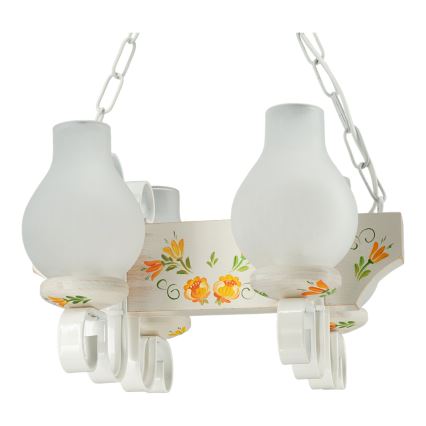 Brilagi - Kroonluchter aan ketting QUEEN 4xE14/40W/230V beuk/crème