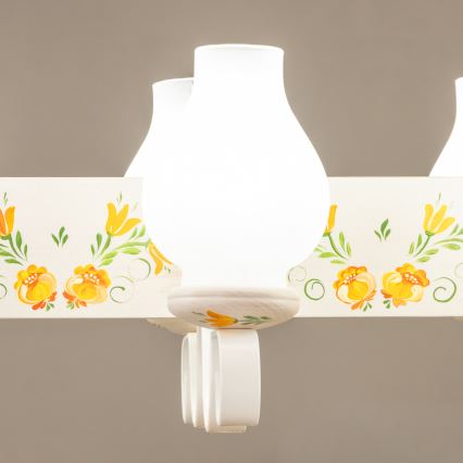 Brilagi - Kroonluchter aan ketting QUEEN 6xE14/40W/230V beuk/crème