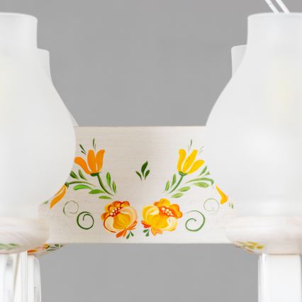 Brilagi - Kroonluchter aan ketting QUEEN 6xE14/40W/230V beuk/crème