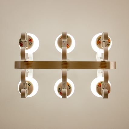 Brilagi - Kroonluchter aan ketting QUEEN 6xE14/40W/230V beuk/crème