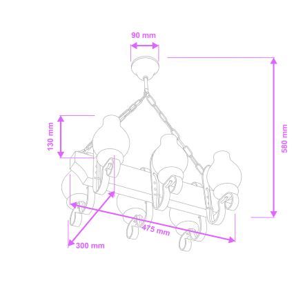 Brilagi - Kroonluchter aan ketting QUEEN 6xE14/40W/230V beuk/crème