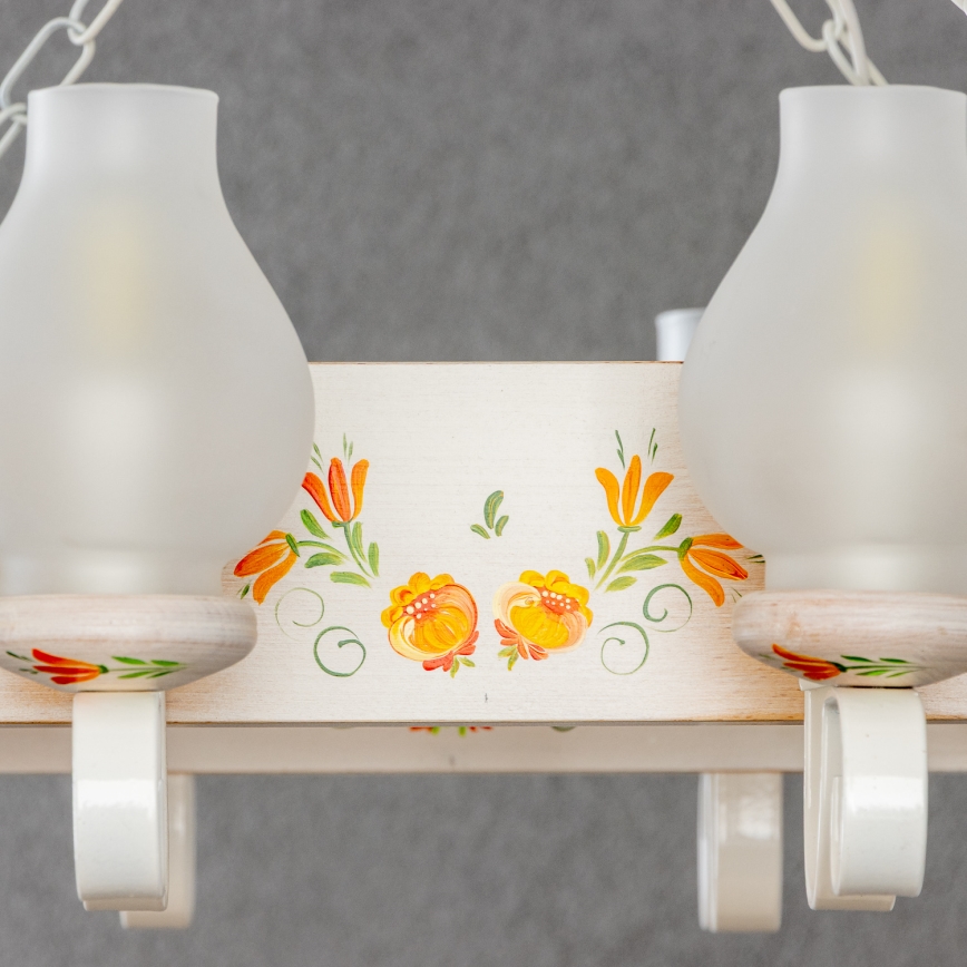 Brilagi - Kroonluchter aan ketting QUEEN 8xE14/40W/230V beuk/crème