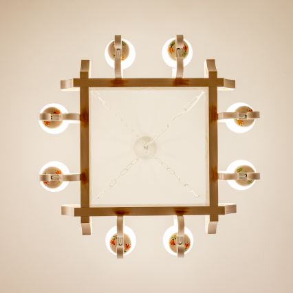 Brilagi - Kroonluchter aan ketting QUEEN 8xE14/40W/230V beuk/crème