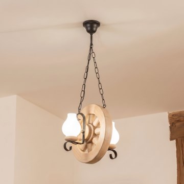 Brilagi - Kroonluchter aan ketting ROATA 2xE14/40W/230V eiken