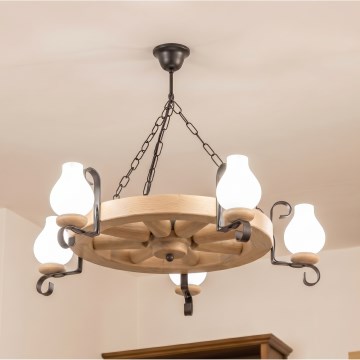 Brilagi - Kroonluchter aan ketting ROATA 5xE14/40W/230V eiken