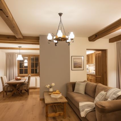 Brilagi - Kroonluchter aan ketting ROATA 5xE14/40W/230V Ø 50 cm beuk/walnoot