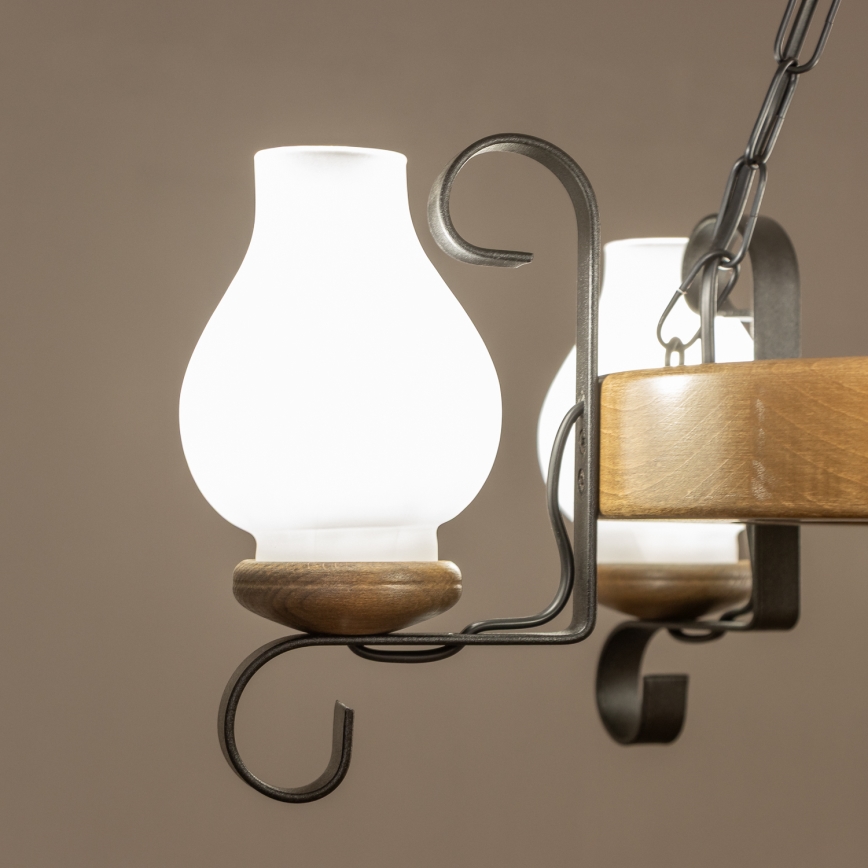 Brilagi - Kroonluchter aan ketting ROATA 5xE14/40W/230V Ø 50 cm beuk/walnoot