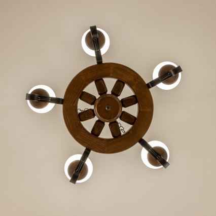 Brilagi - Kroonluchter aan ketting ROATA 5xE14/40W/230V Ø 50 cm beuk/walnoot