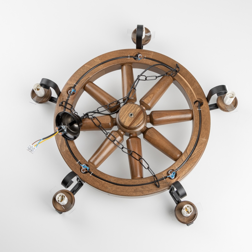 Brilagi - Kroonluchter aan ketting ROATA 5xE14/40W/230V Ø 70 cm beuk/walnoot