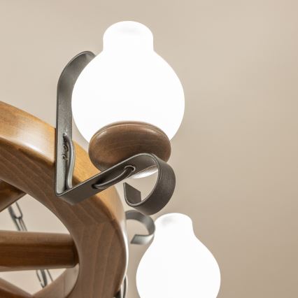 Brilagi - Kroonluchter aan ketting ROATA 6xE14/40W/230V Ø 70 cm beuk/walnoot