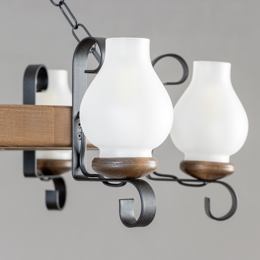 Brilagi - Kroonluchter aan ketting ROATA 6xE14/40W/230V Ø 70 cm beuk/walnoot